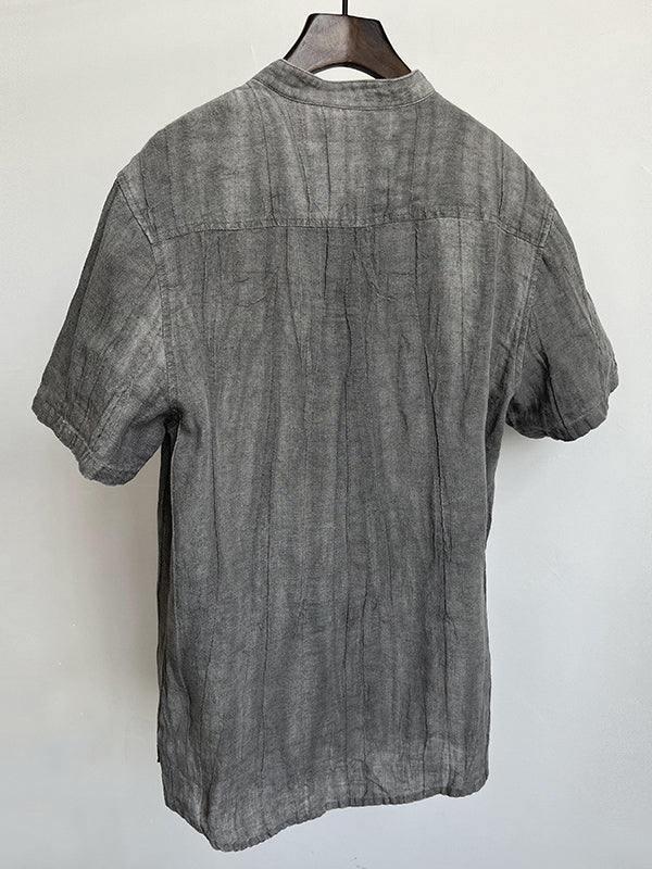 Versanni Linen Short Sleeve Henley Shirt