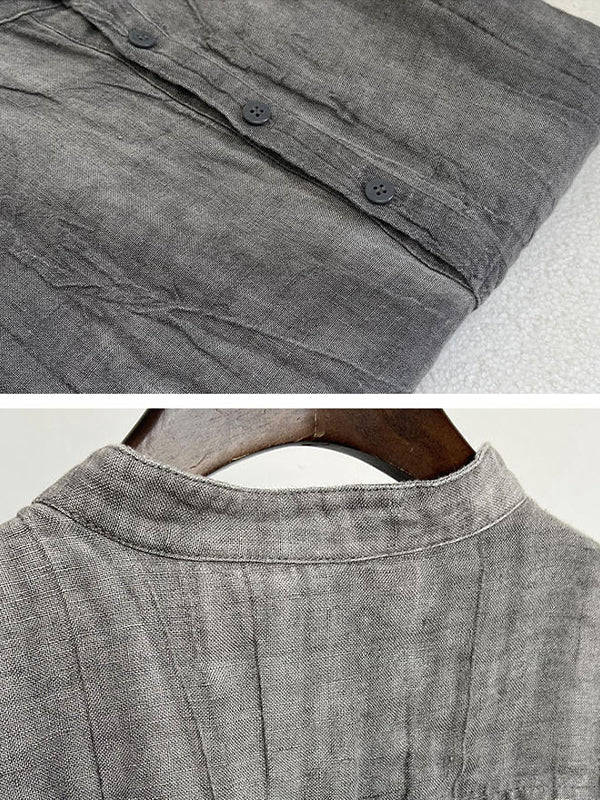 Versanni Linen Short Sleeve Henley Shirt