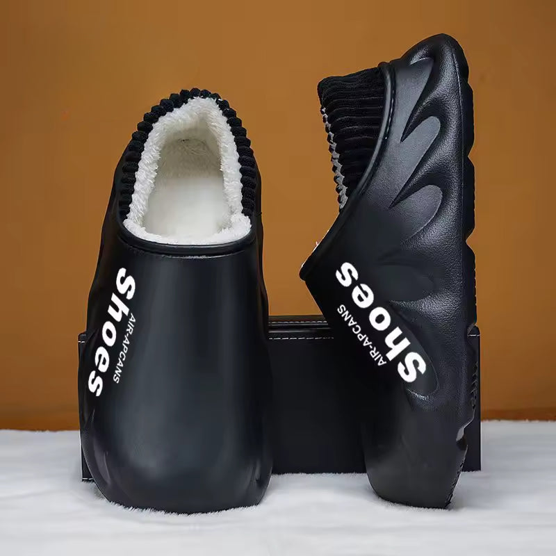 B1G1 Men’s Plush Waterproof Fleece-Lined Indoor–Outdoor Slippers